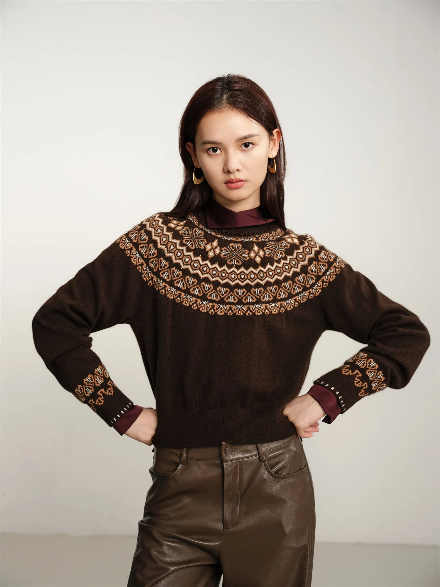 EP YAYING Jacquard Knitted Sweater