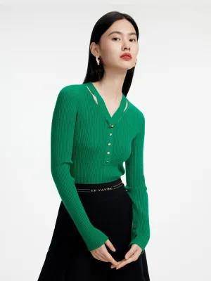 EP YAYING Wool Knitted Sweater