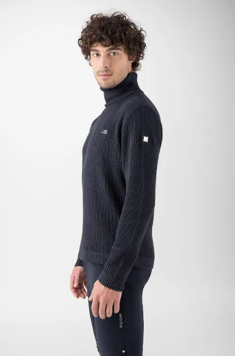 Equiline - Rudi - Men's Warm Tech-Cotton Blend Sweater - Blue - FW24