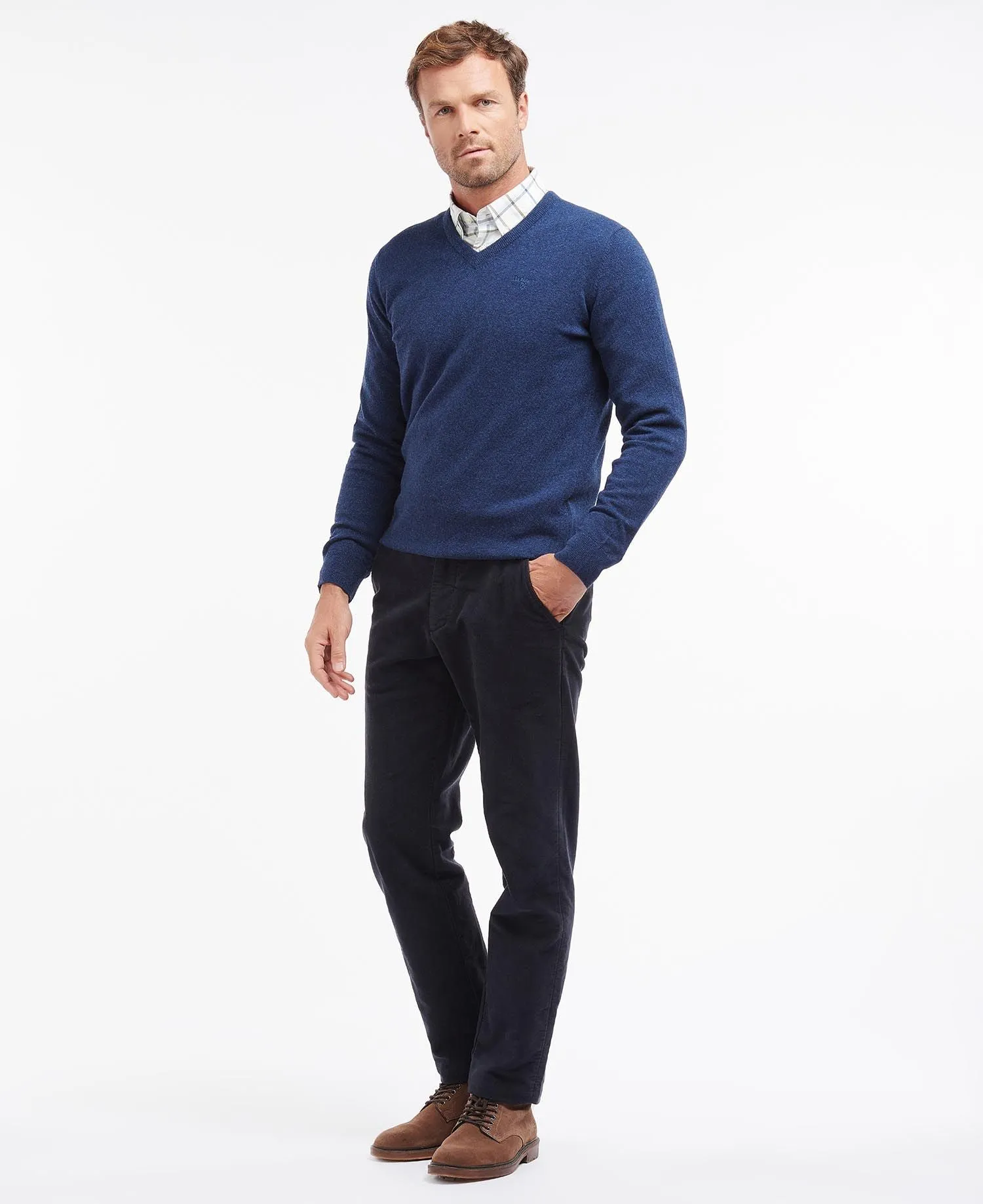 Essential Lambswool V Neck Jumper - Deep Blue