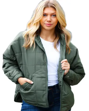 Eyes On You Olive Quilted Puffer Jacket | Olive