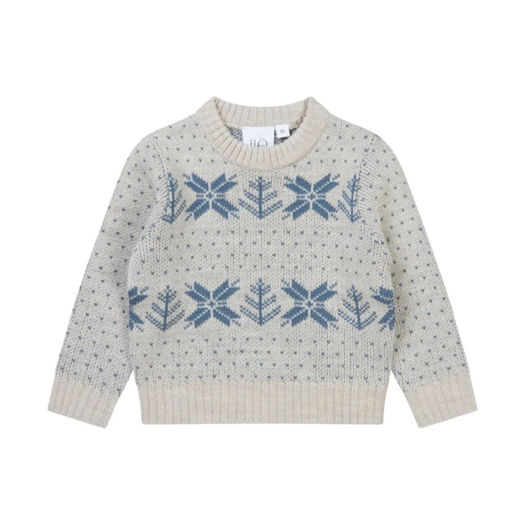 Fin Sweater Fair Isle Snowflake Wool Sweater