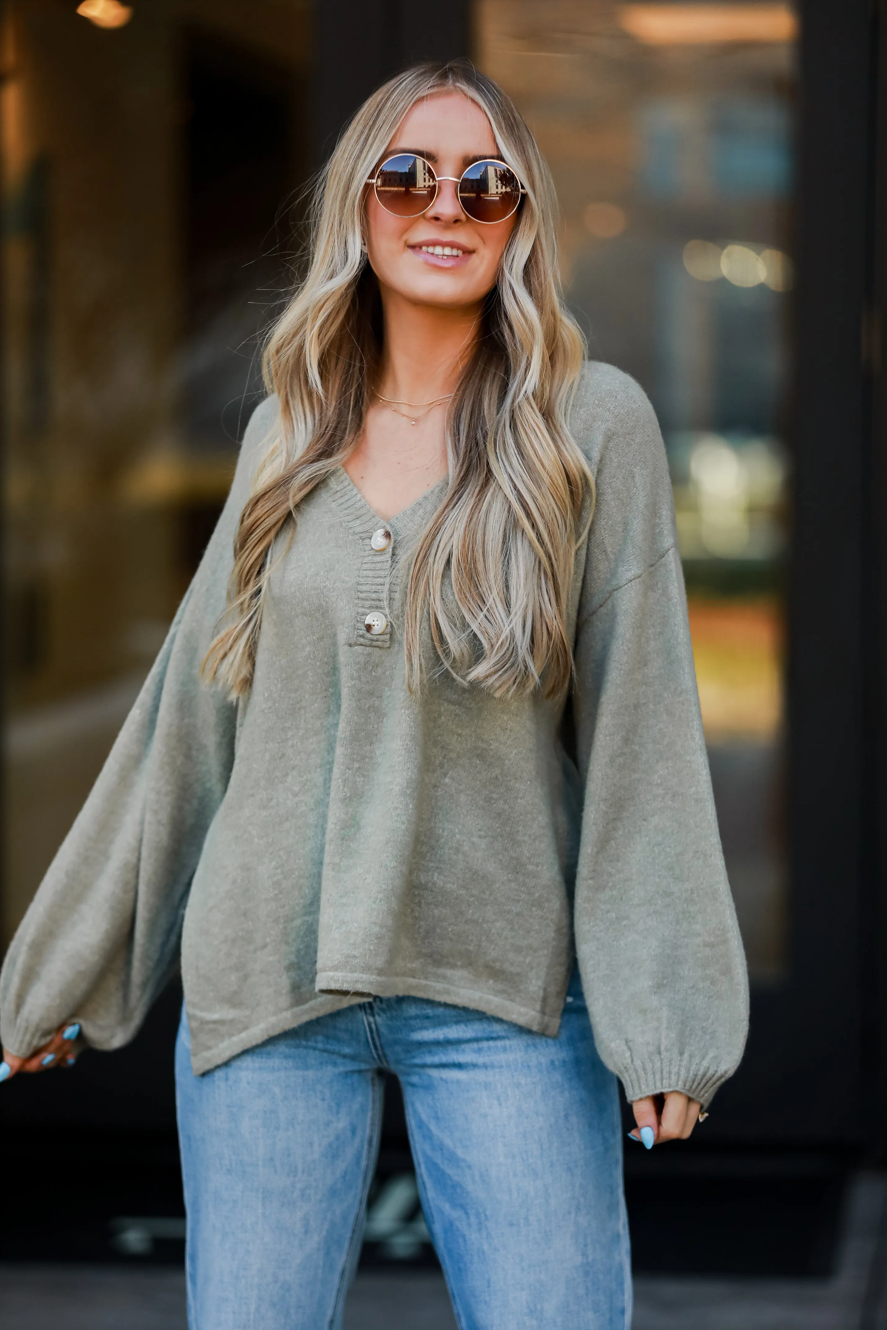 FINAL SALE - Warm Vibes Sage Oversized Sweater