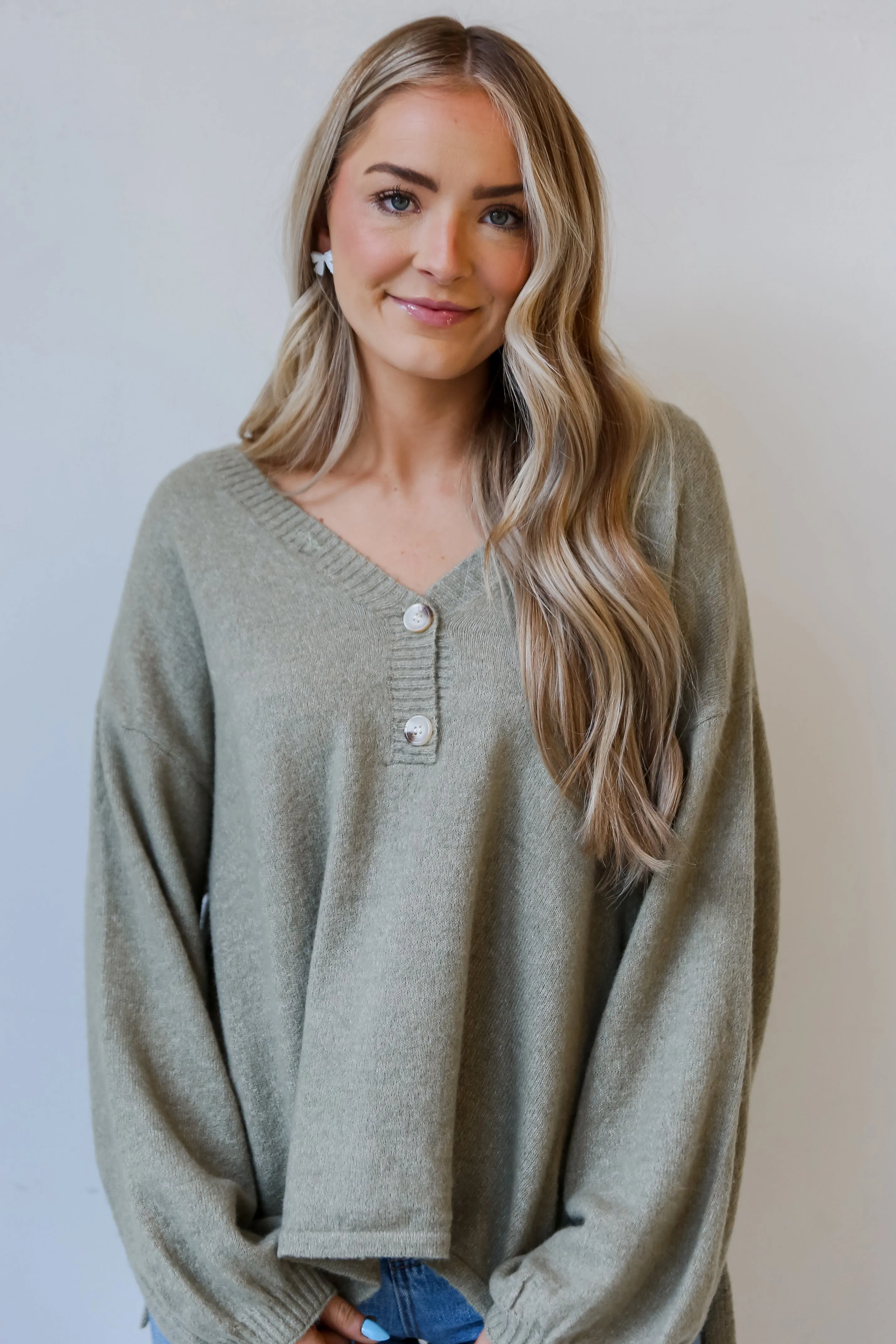 FINAL SALE - Warm Vibes Sage Oversized Sweater