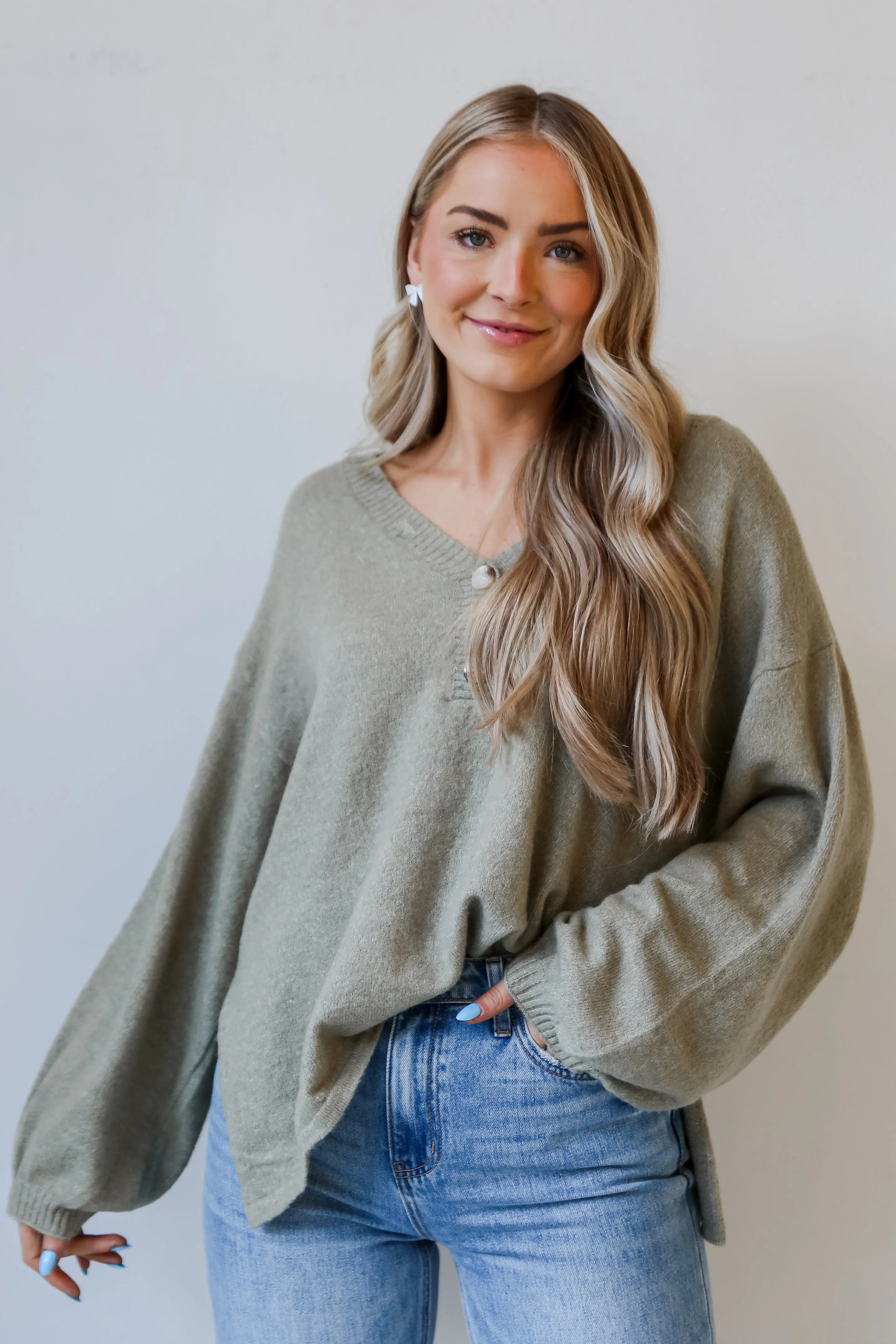 FINAL SALE - Warm Vibes Sage Oversized Sweater