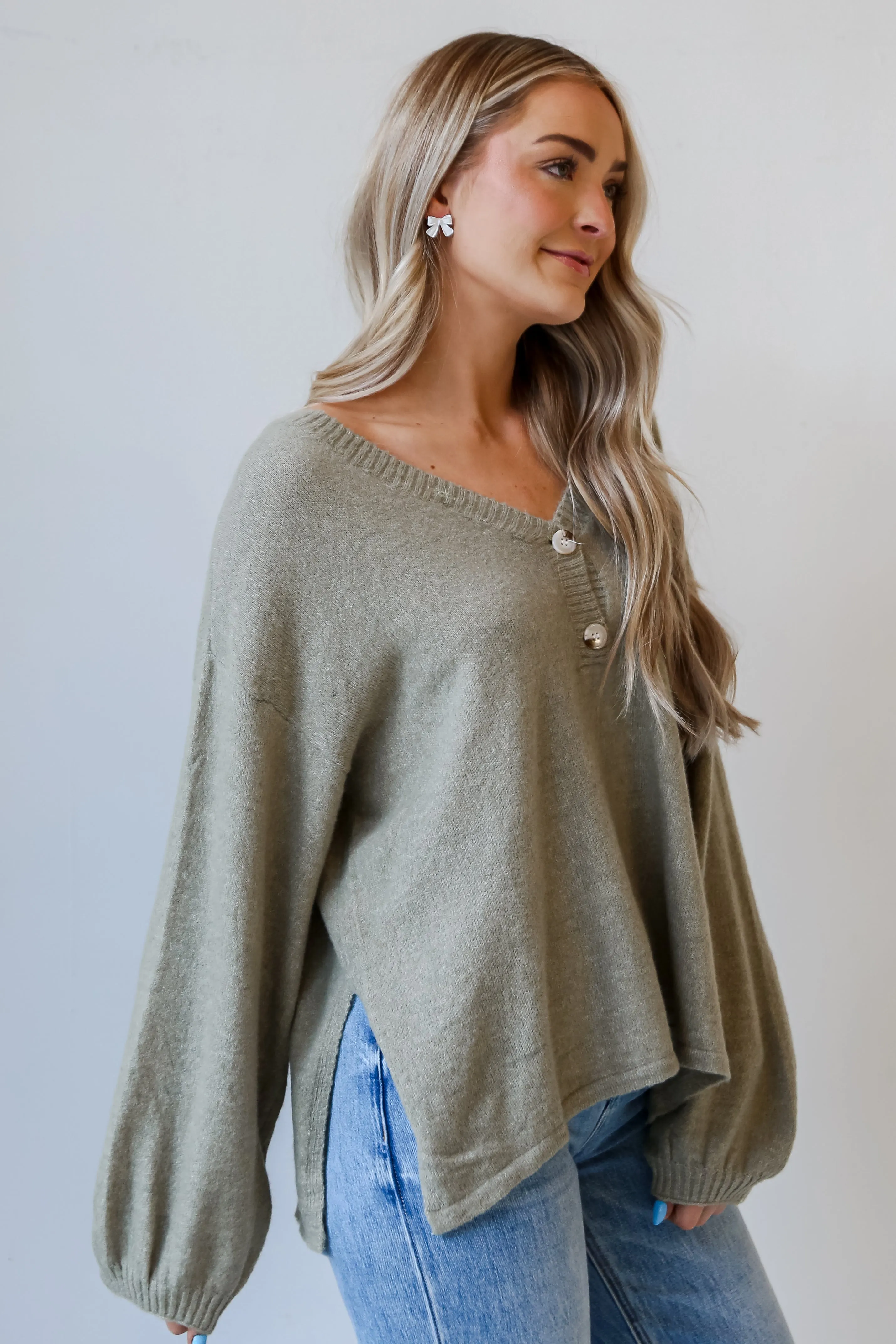 FINAL SALE - Warm Vibes Sage Oversized Sweater