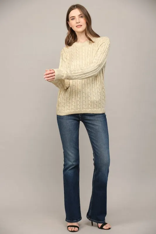 Fiona Foil Cable Knit Sweater