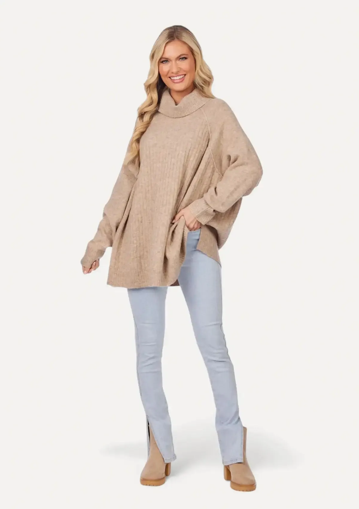 Freddie Ribbed Sweater - Tan