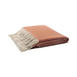 FRINGE ZIBELLINE CASHMERE THROW BLANKET ORANGE