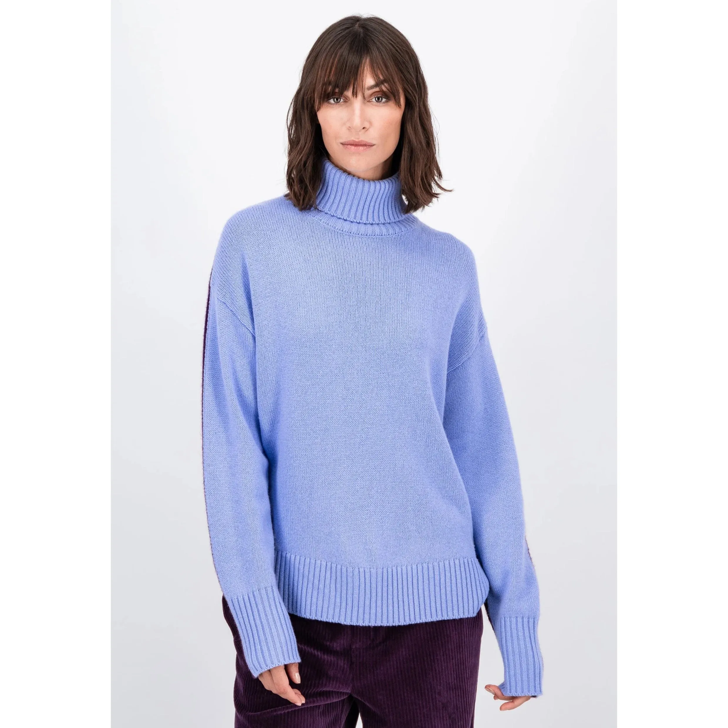 Fynch-Hatton Colourblock Rollneck Jumper in Faded Lavender 24097605