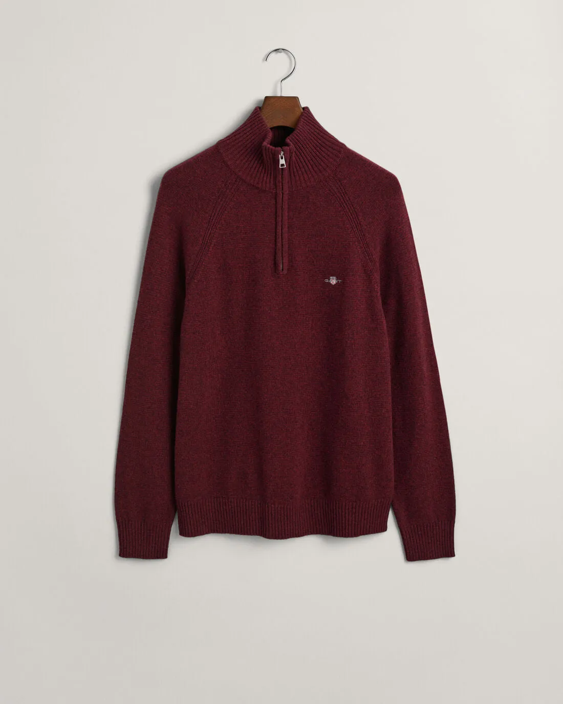 GANT - Bicolored Raglan Half Zip, Bordeaux Melange