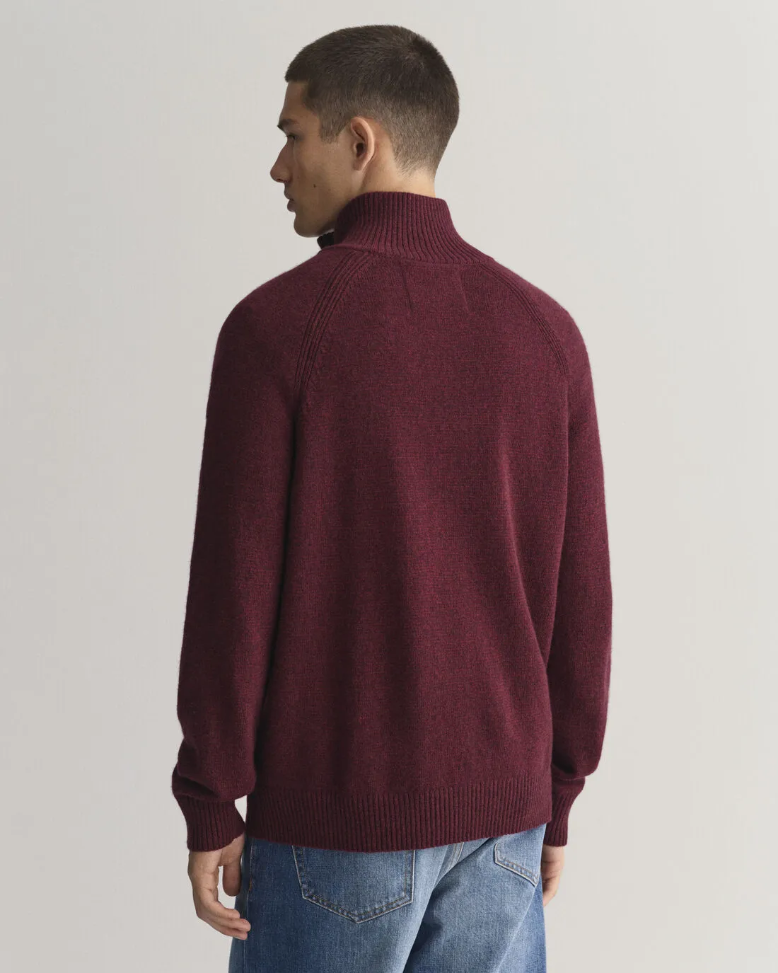 GANT - Bicolored Raglan Half Zip, Bordeaux Melange