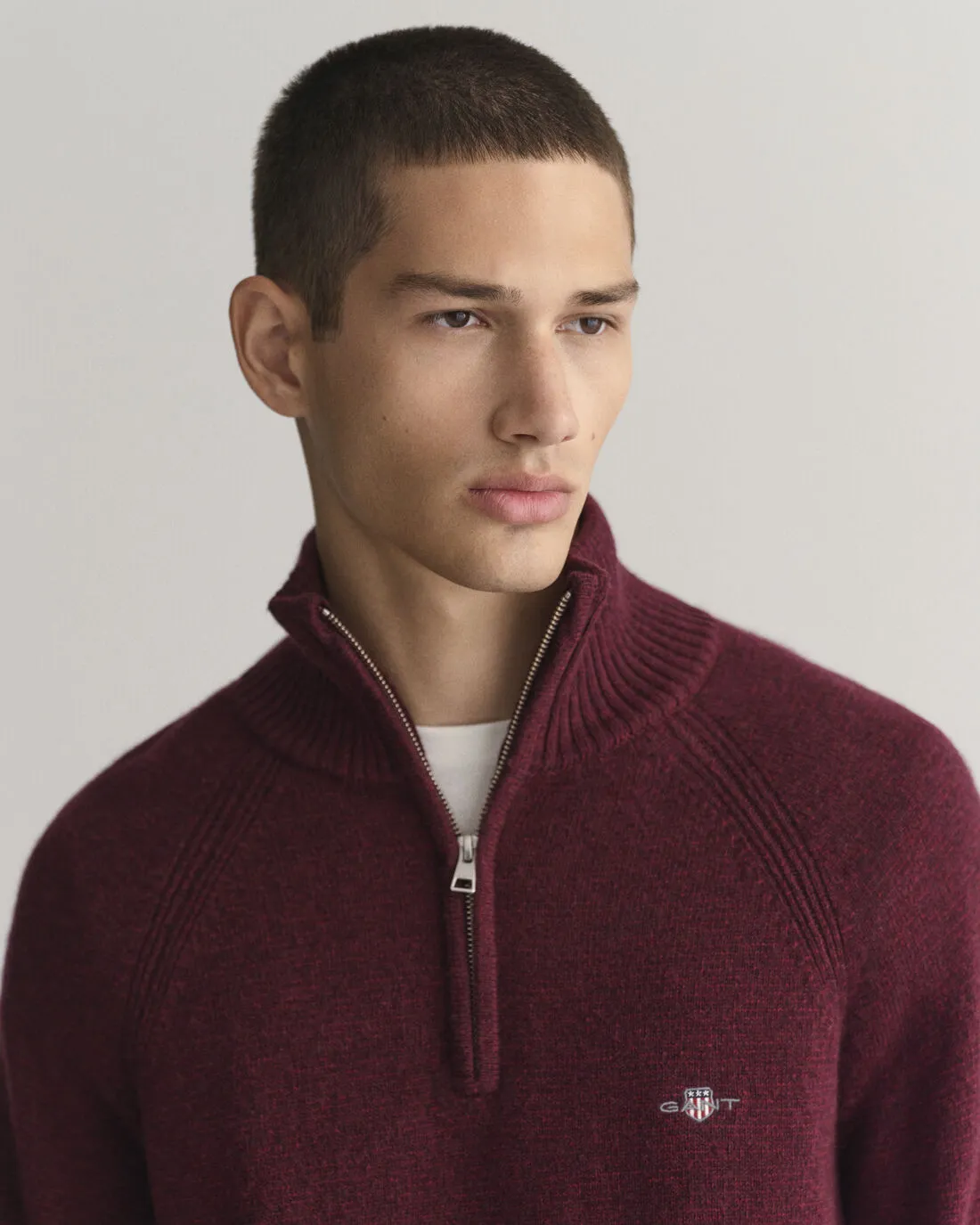 GANT - Bicolored Raglan Half Zip, Bordeaux Melange