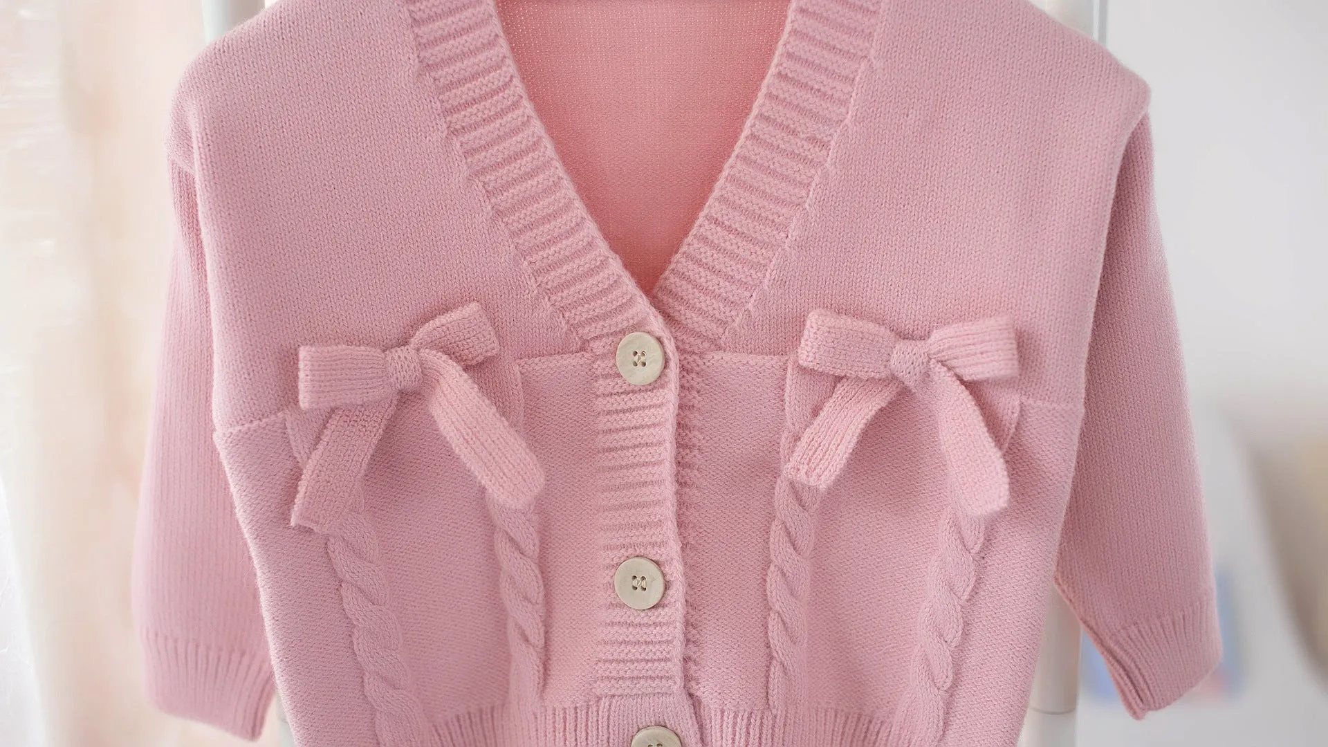 Girls V-Neck Bow Knot Kids Cardigan Kids Sweater