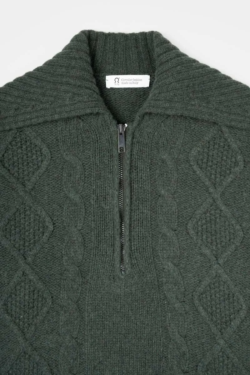 Giuditta Wool Zip Sweater Green