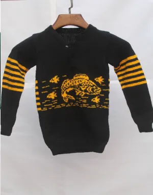 Graminarts Handmade Knitting Black Colour Full Sleeve Sweater For Baby Boy