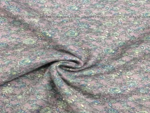 Gray Flowers Printed Wool Fabric