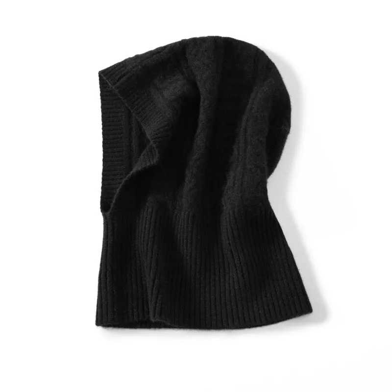 Hooded 100% Pure Cashmere Women Winter Hats Hooded Scarf Hat