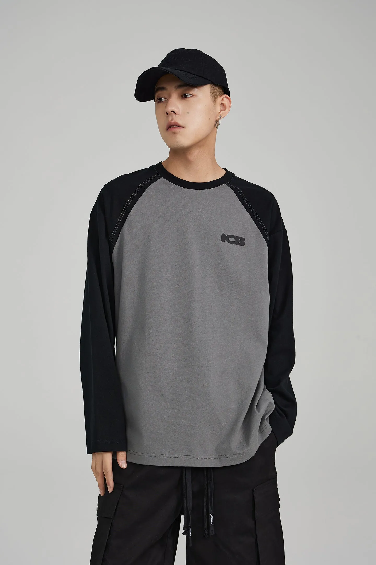 ICS Raglan Sleeve Contrast Color Long Sleeve T-shirt