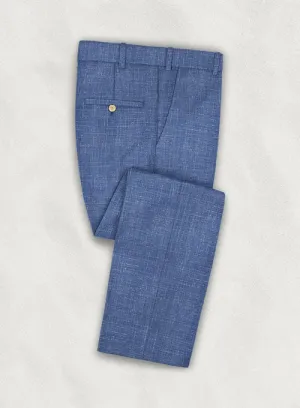 Italian Murano Cadel Blue Wool Linen Pants