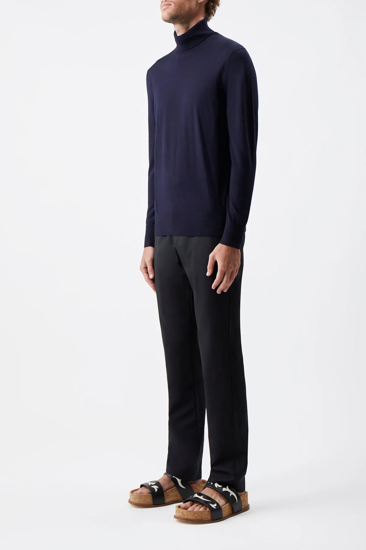 Jermaine Knit Turtleneck in Dark Navy Merino Wool