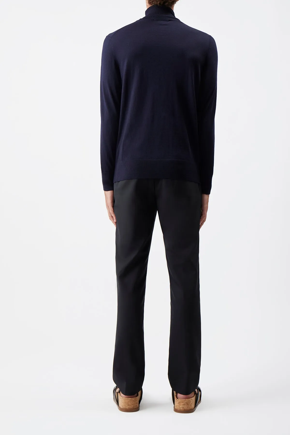 Jermaine Knit Turtleneck in Dark Navy Merino Wool