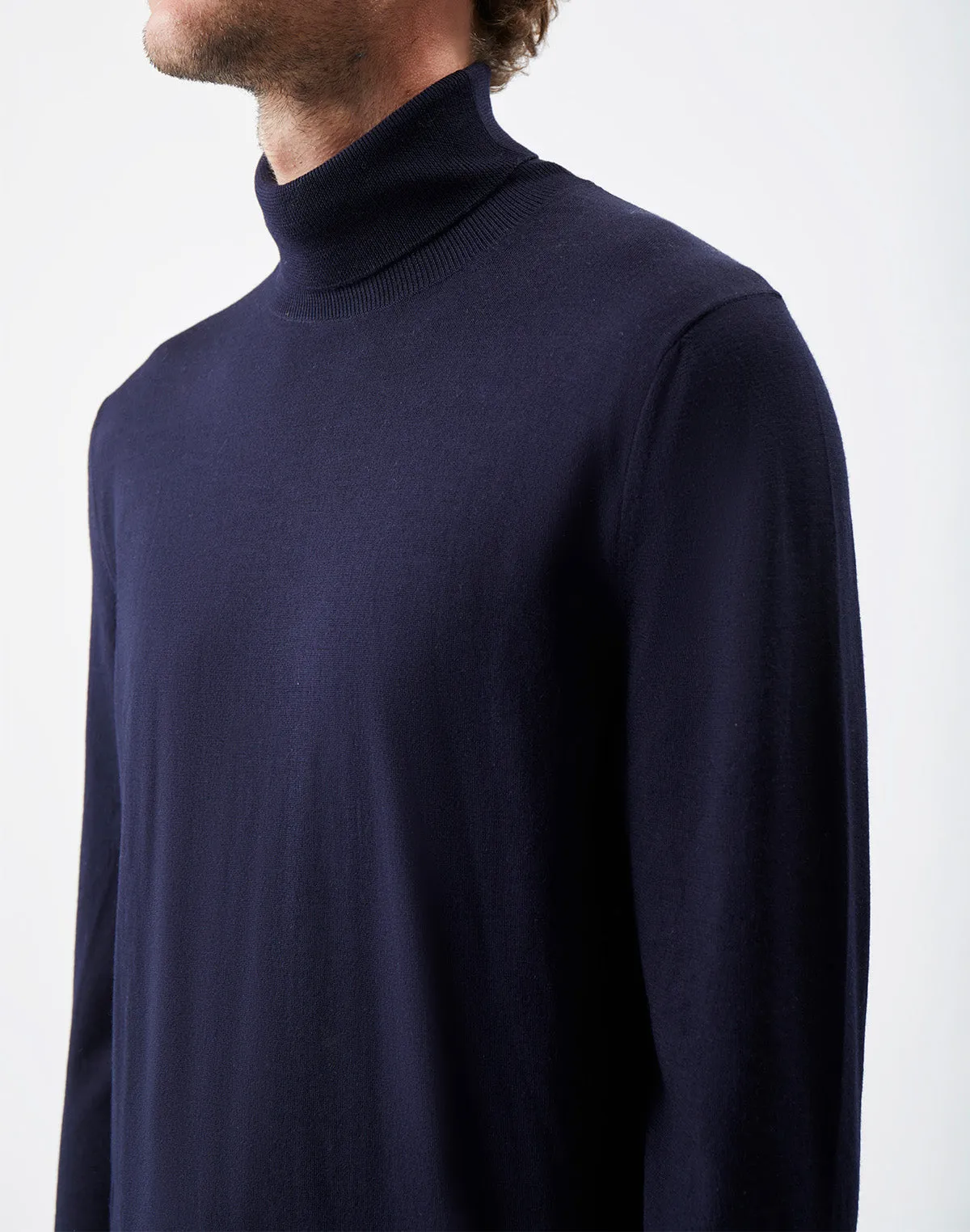 Jermaine Knit Turtleneck in Dark Navy Merino Wool