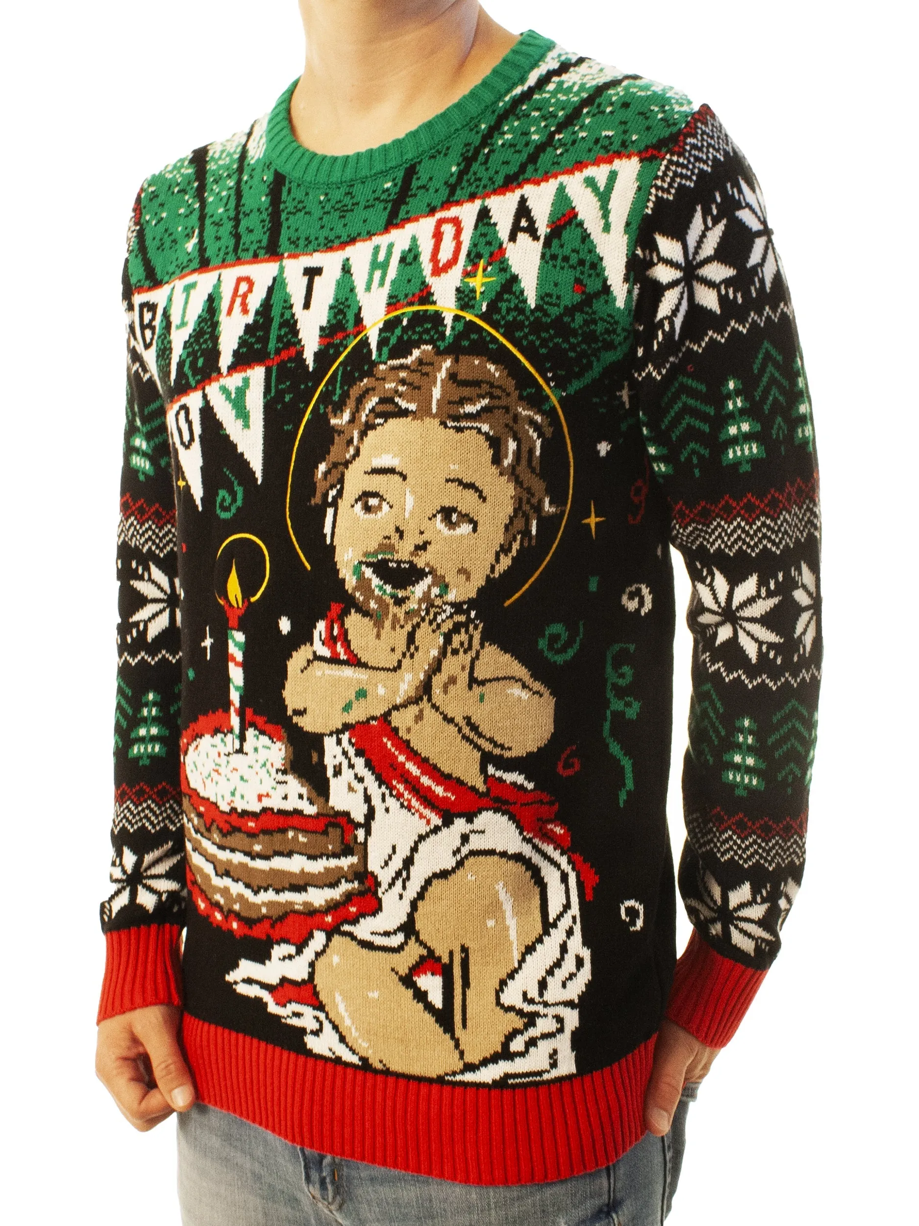 Jesus Birthday Boy Cake Smash Ugly Christmas Sweater - Xmas Gifts For Him Or Her - Jesus Christ Sweater - Christian Shirts Gifts Idea