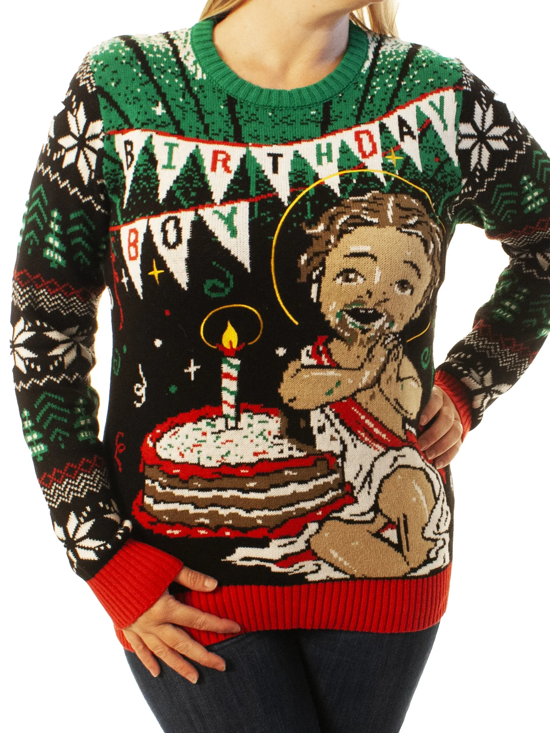 Jesus Birthday Boy Cake Smash Ugly Christmas Sweater - Xmas Gifts For Him Or Her - Jesus Christ Sweater - Christian Shirts Gifts Idea