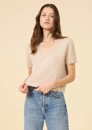 Kadri Cashmere Vneck Tee - Oatmeal