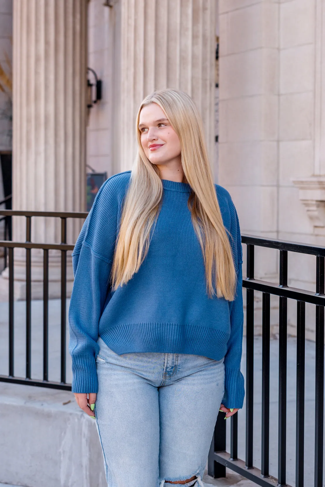 Kelly Oversized Sweater | Gray Blue