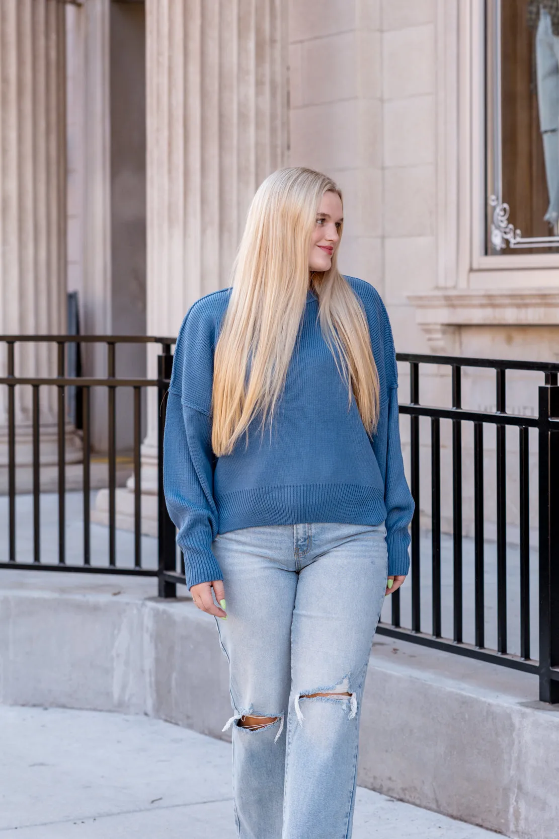 Kelly Oversized Sweater | Gray Blue