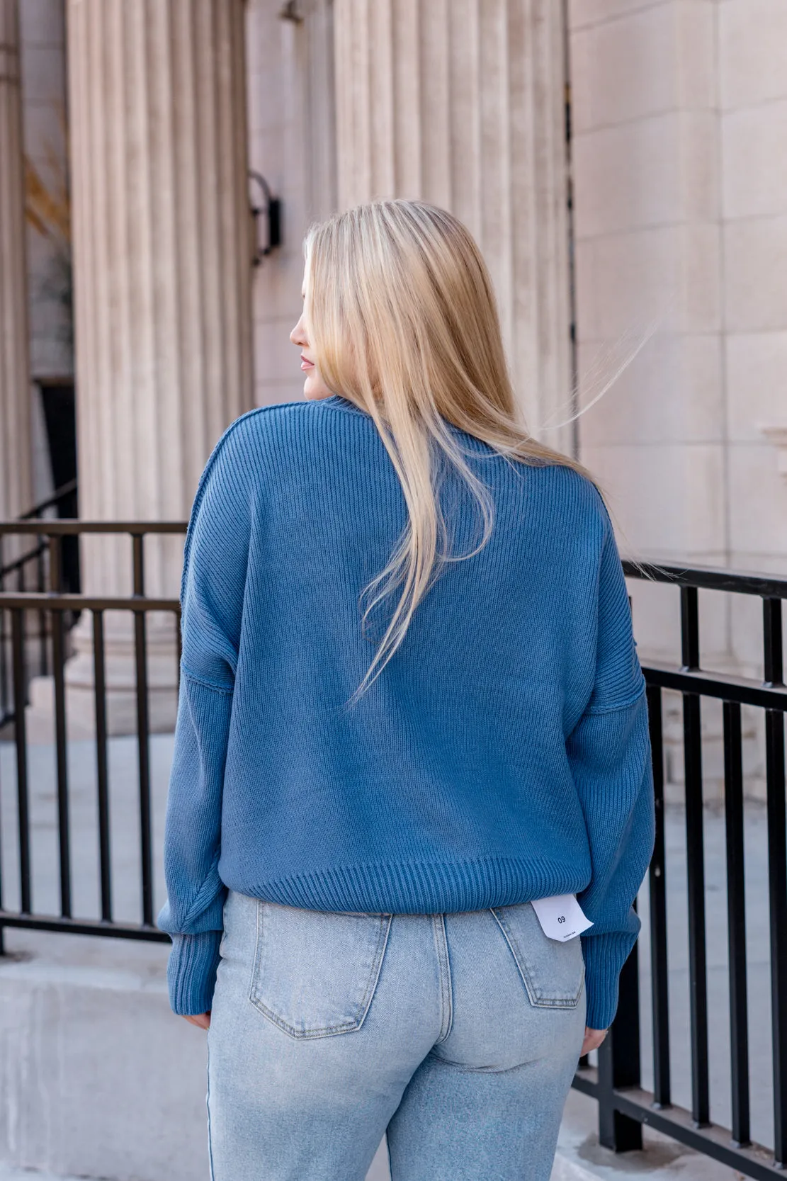 Kelly Oversized Sweater | Gray Blue