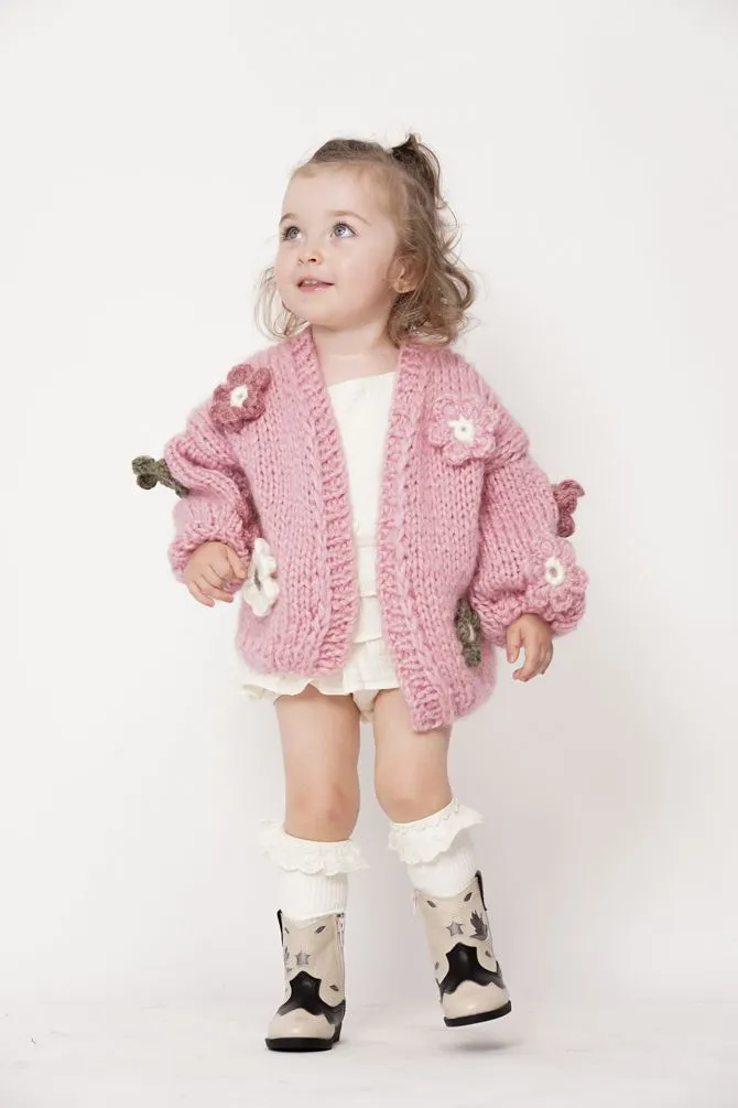 Kids' Petit Handmade Flower Sweater Pink