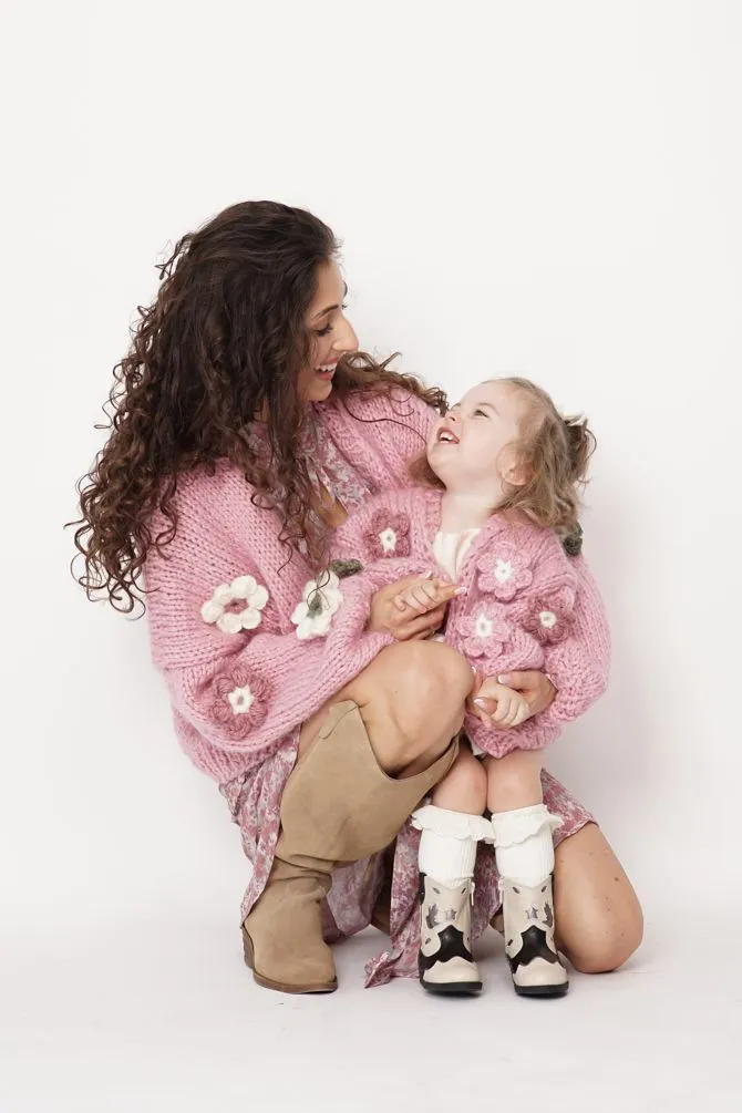 Kids' Petit Handmade Flower Sweater Pink