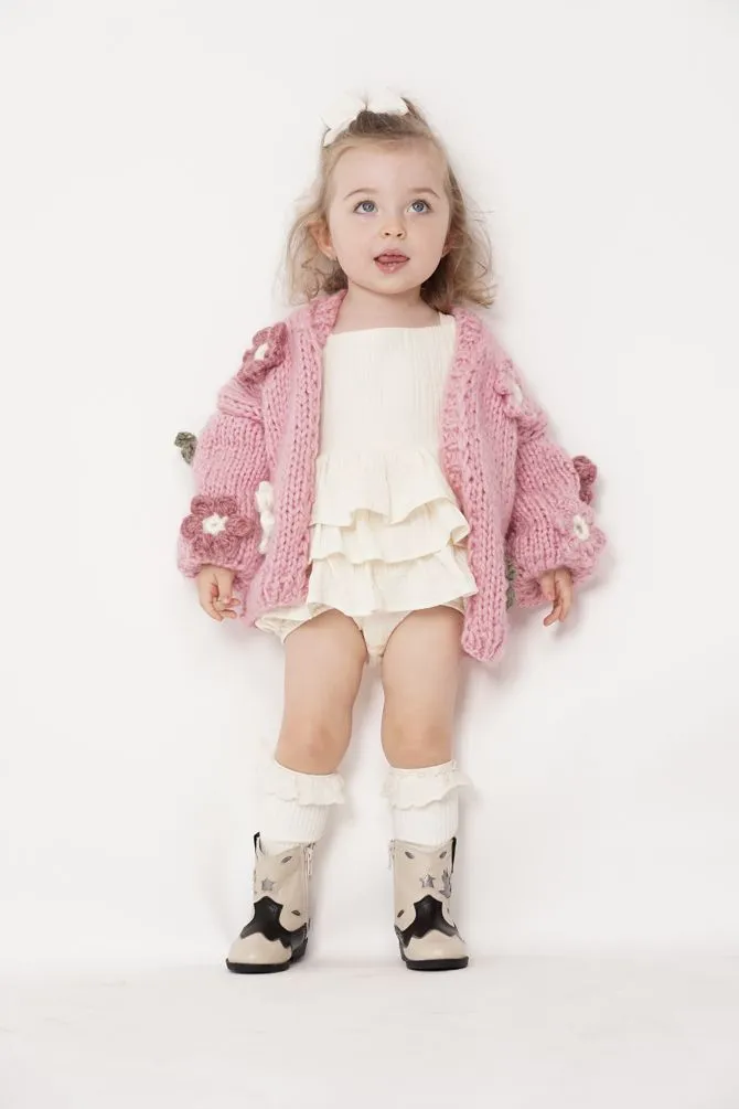 Kids' Petit Handmade Flower Sweater Pink