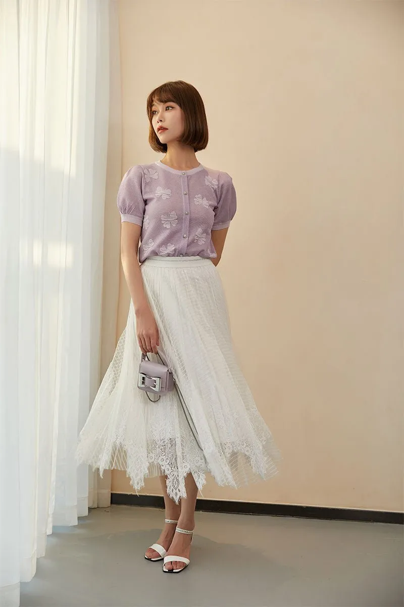 Lavender Butterfly Puff Sleeve T-shirt