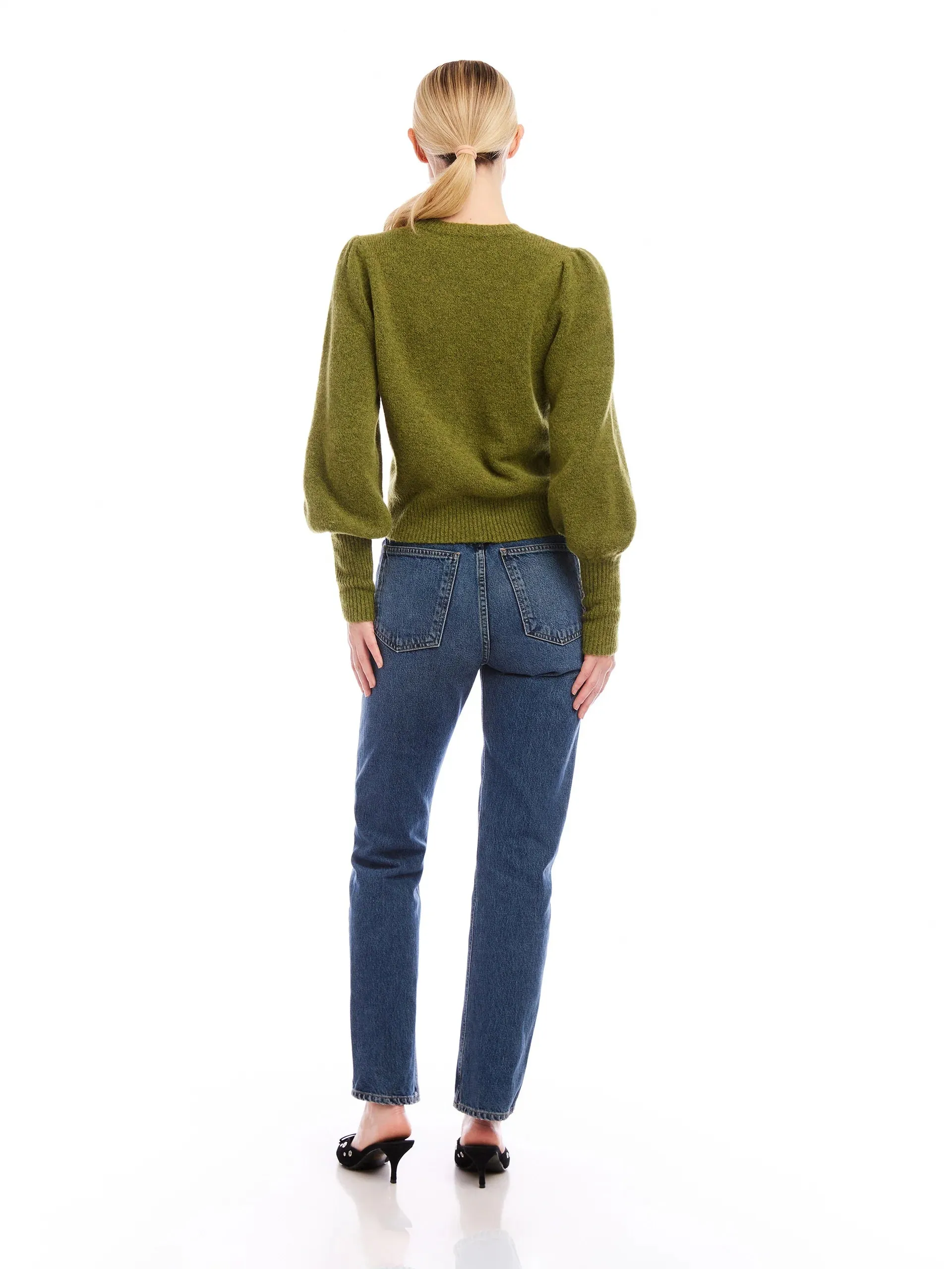 LIA SHIRRED SLEEVE SWEATER