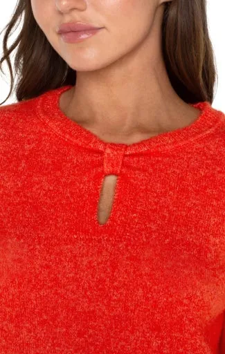 long sleeve cut out bow neck sweater