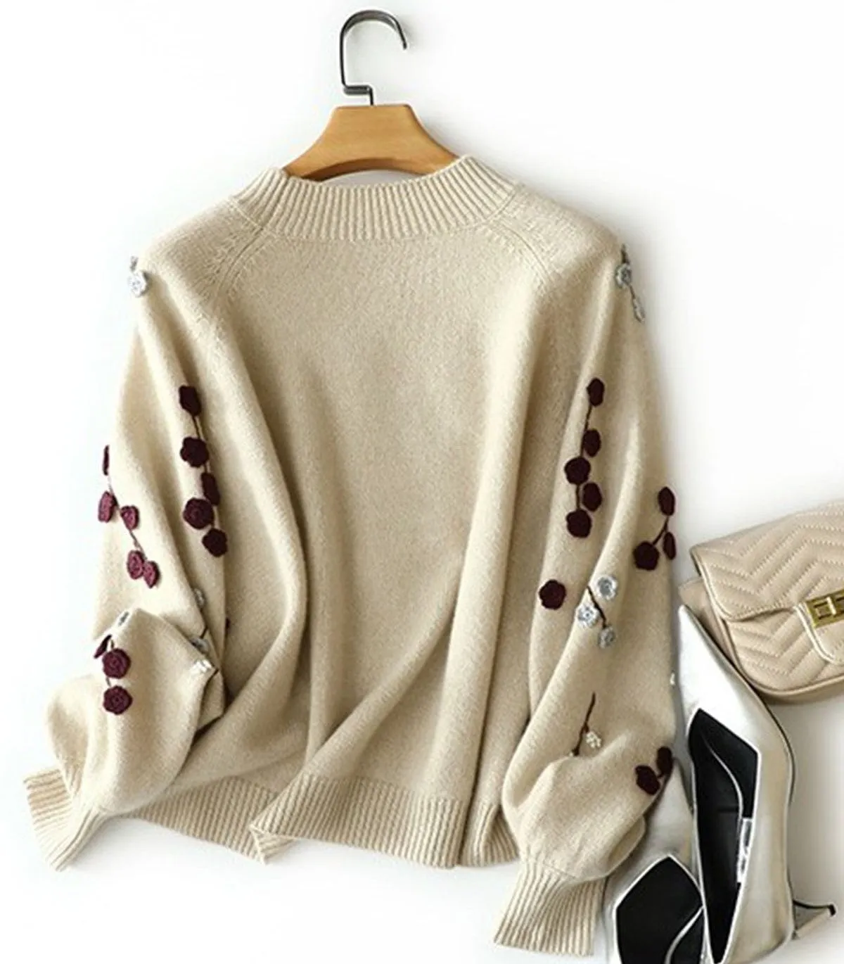 Loose and Thick Round Neck 100% Pure Cashmere Sweater