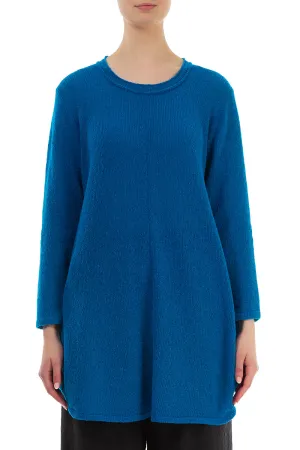 Loose Cosy Azure Blue Wool Sweater