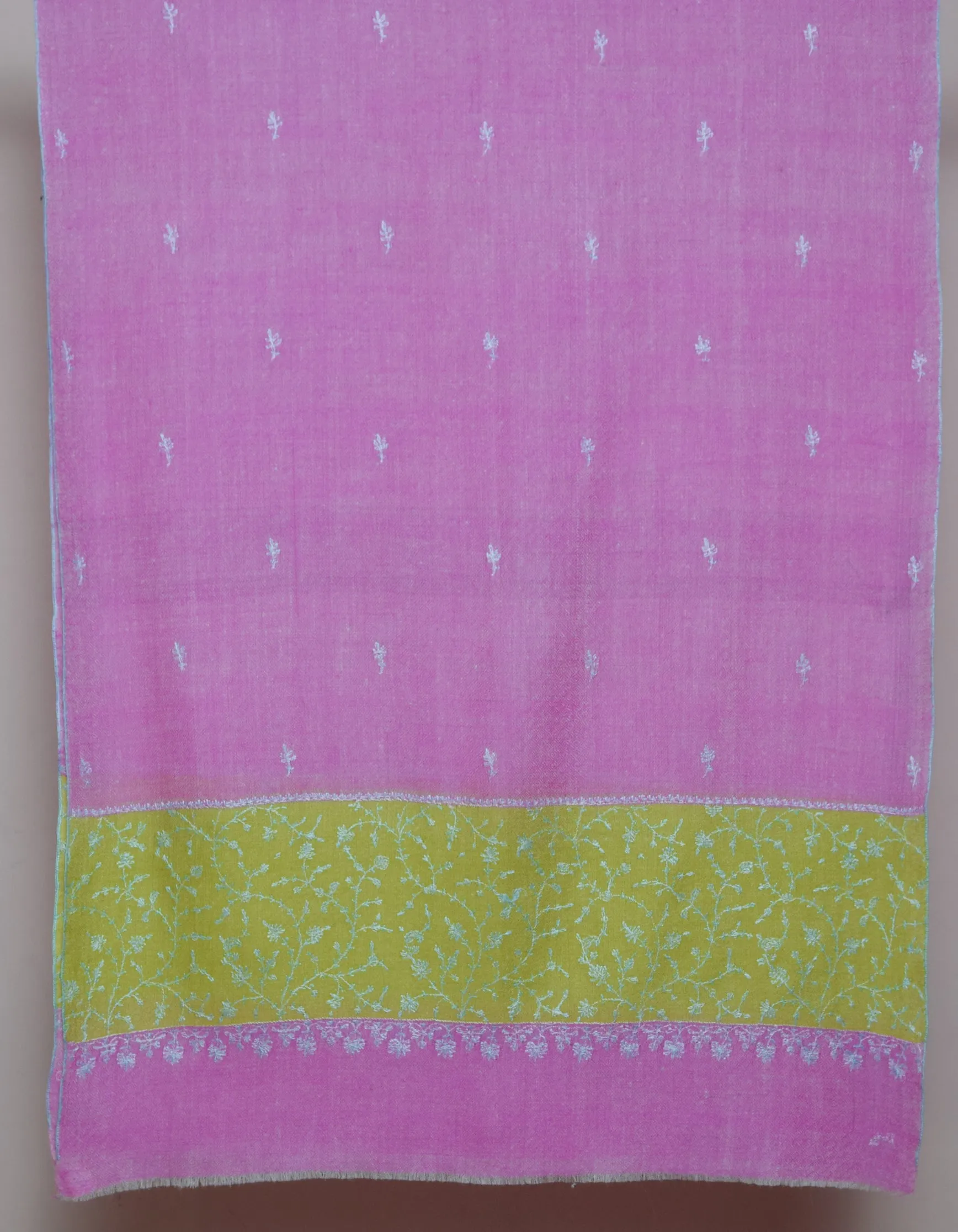 Lovely Pink Handwoven Palla Jaali Embroidered Cashmere Pashmina Stole