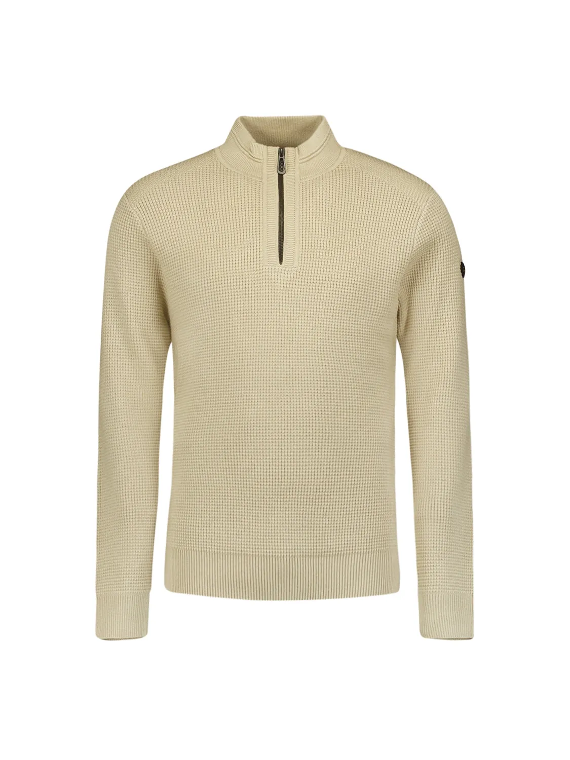 Luxury Half-Zip Sweater with Solid Jacquard: Elegant and Comfortable | Cement