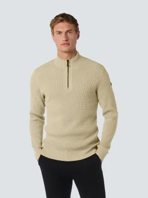 Luxury Half-Zip Sweater with Solid Jacquard: Elegant and Comfortable | Cement