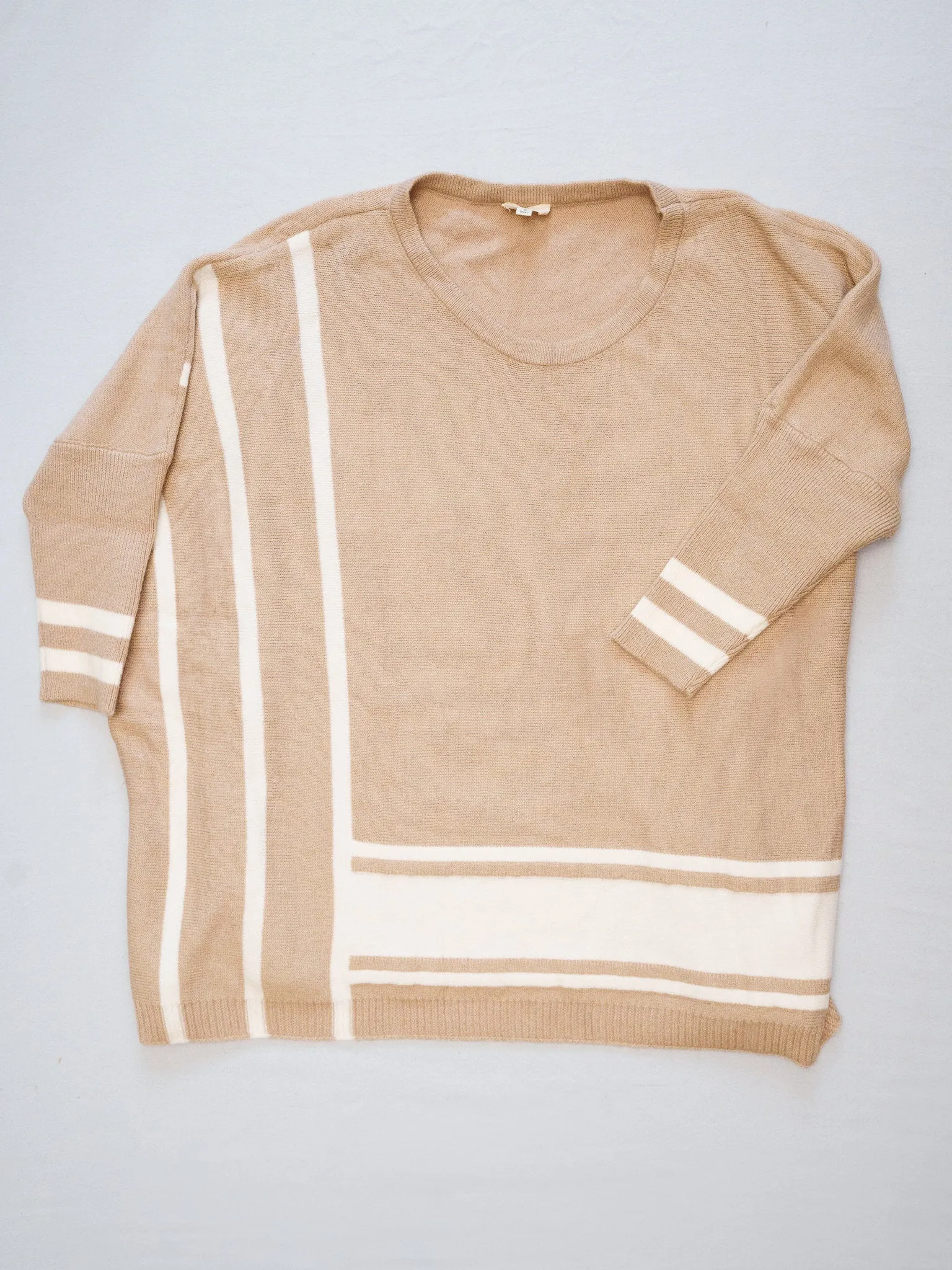 Lydia Striped Batwing Sweater - Oatmeal