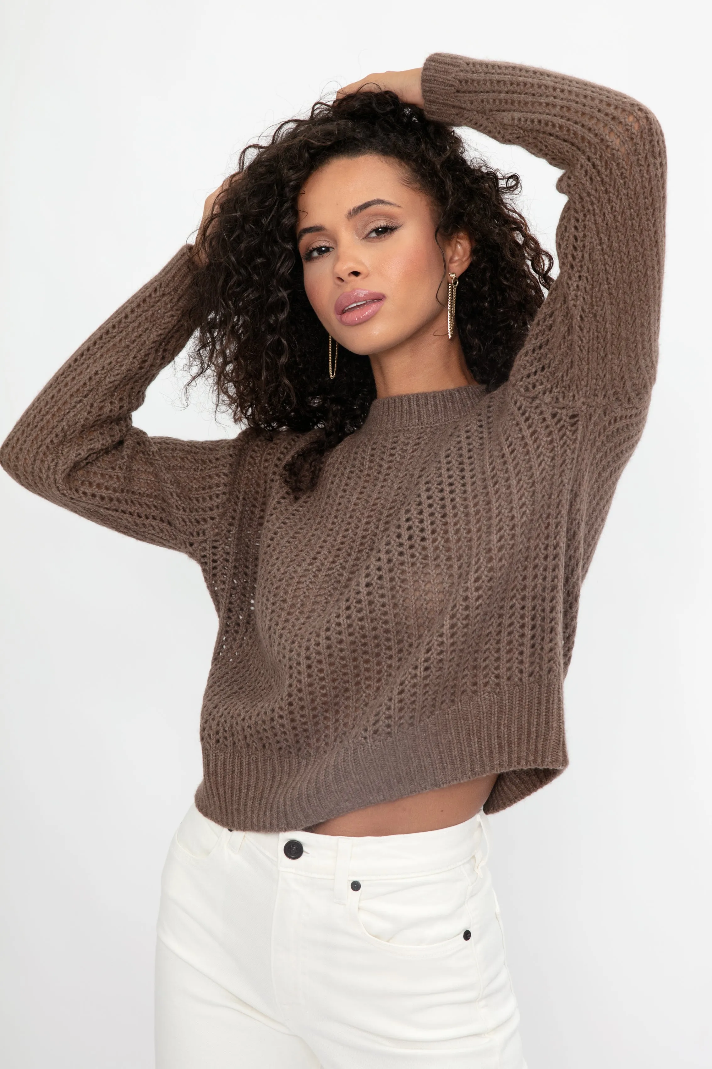 Marci Cashmere Sweater in Swiss Brown