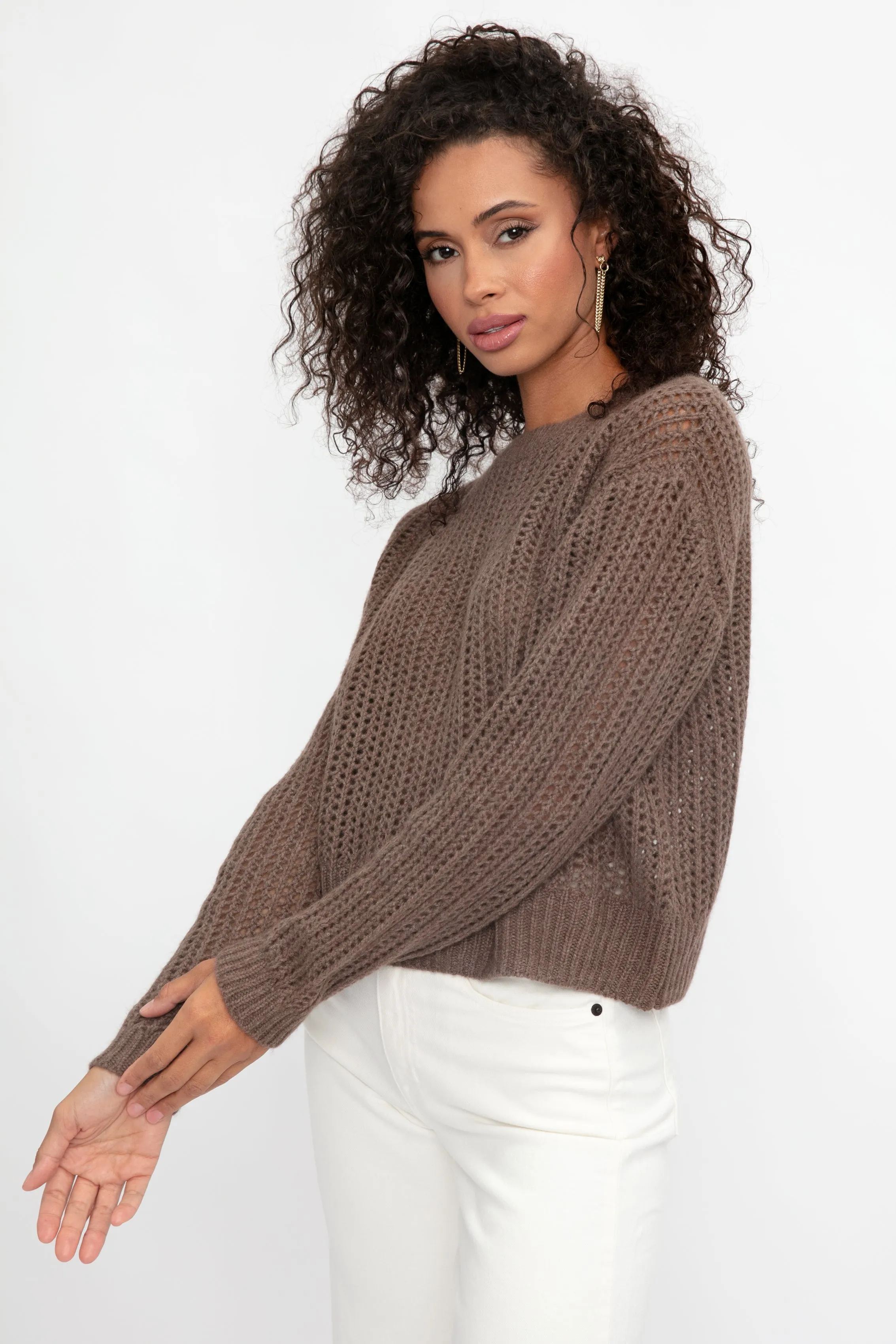 Marci Cashmere Sweater in Swiss Brown