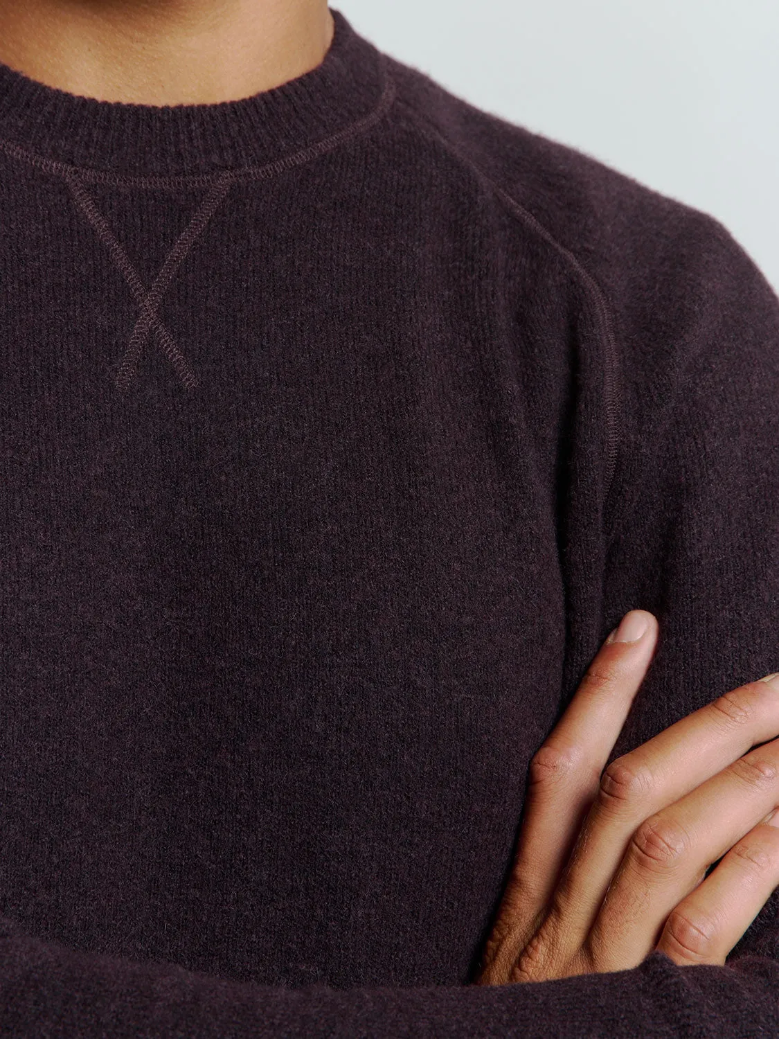 Melange Wool Sweater with Crew Neck: Timeless Comfort and Elegance | Aubergine