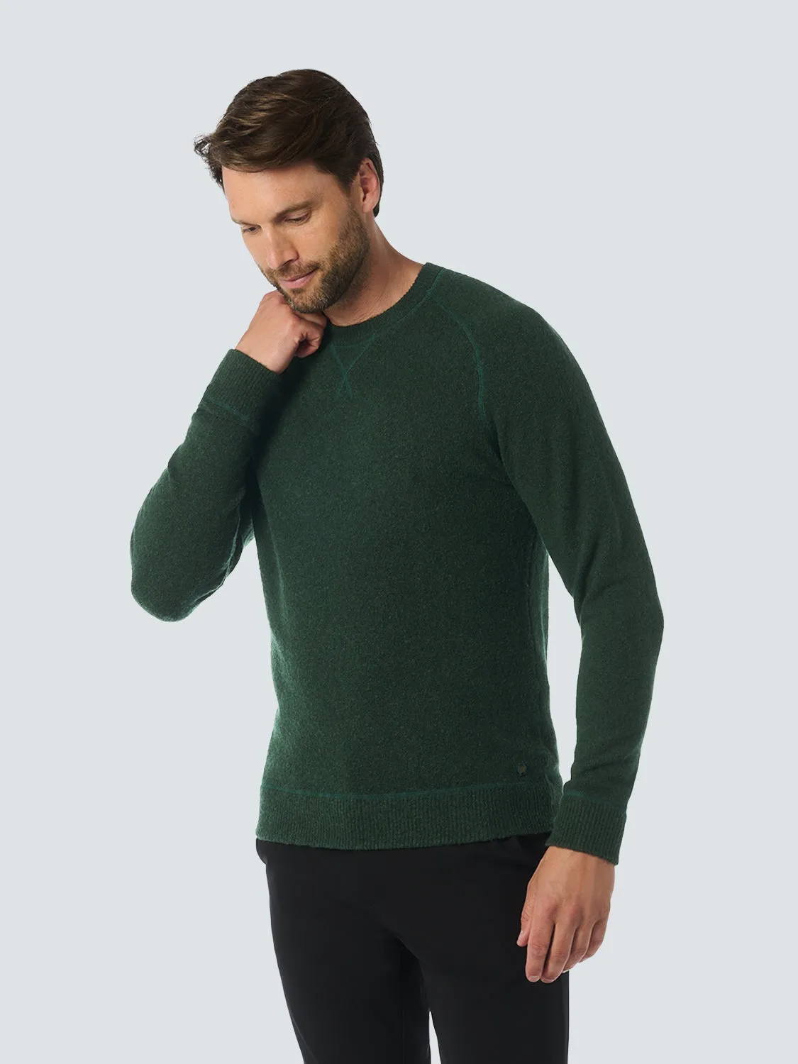 Melange Wool Sweater with Crew Neck: Timeless Comfort and Elegance | Dark Green