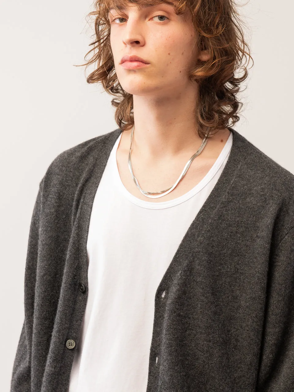 Men V Neck Cardigan_Graphite